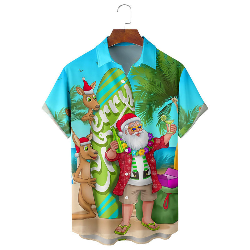 European Size 3D Christmas Printed Shirt Men