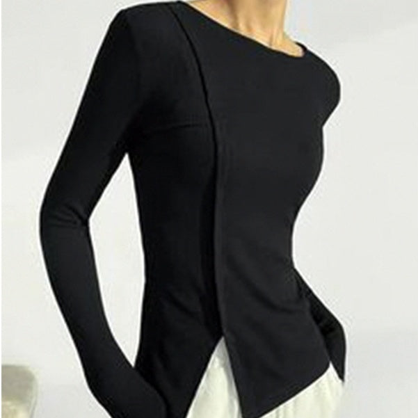 Irregular Women's Autumn Scheming Split Tight Sweater