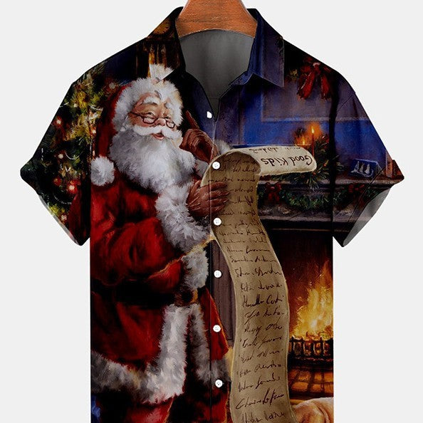 European Size 3D Christmas Printed Shirt Men